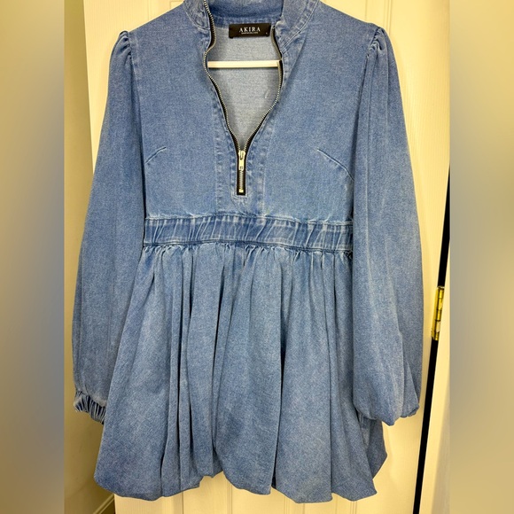 AKIRA Dresses & Skirts - Akira || Denim Mini Dress || size Small
PASS THE BUBBLY DENIM MINI DRESS
